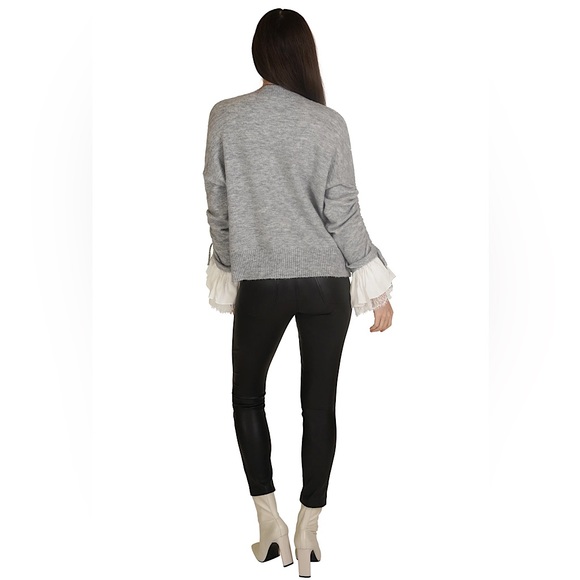 Love Token Ruffled Sleeve Button Sweater Grey Size L New - Picture 2 of 6